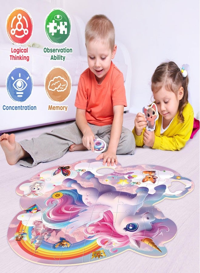 SYNARRY Unicorn Floor Puzzles for Kids Ages 4-6, Large 45 Piece Floor Puzzles for Kids Ages 4-8, Puzzles for Toddlers 3-5, Unicorn Toys Gifts, Easter Basket Stuffers Valentines Day Gifts for Kids - Image 5